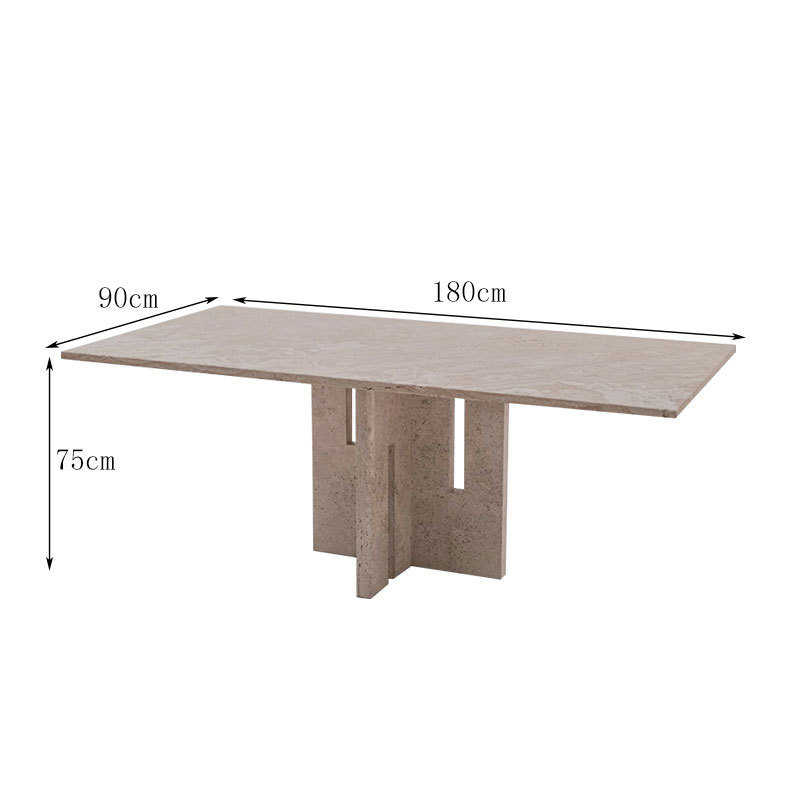 HZX New Arrivals Italy Luxurious Natural Stone Large  Marble Travertine Stone Dining Table