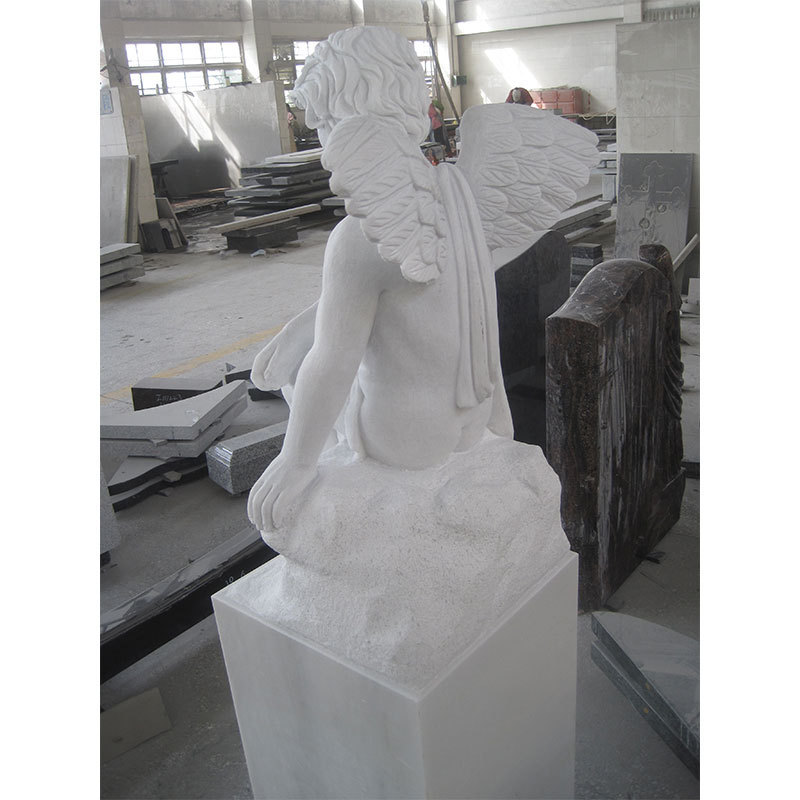 HZX Stone Marble White Monument Tombstone Angel Designs and Prices Outdoor Modern Tombstone Marble Rectangle