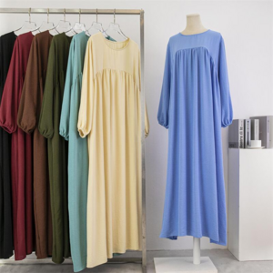 Wholesale High Quality Dubai Solid Color Modest Abaya crepe/jazz material big Size Muslim Women Dress Long Sleeve Casual Abaya