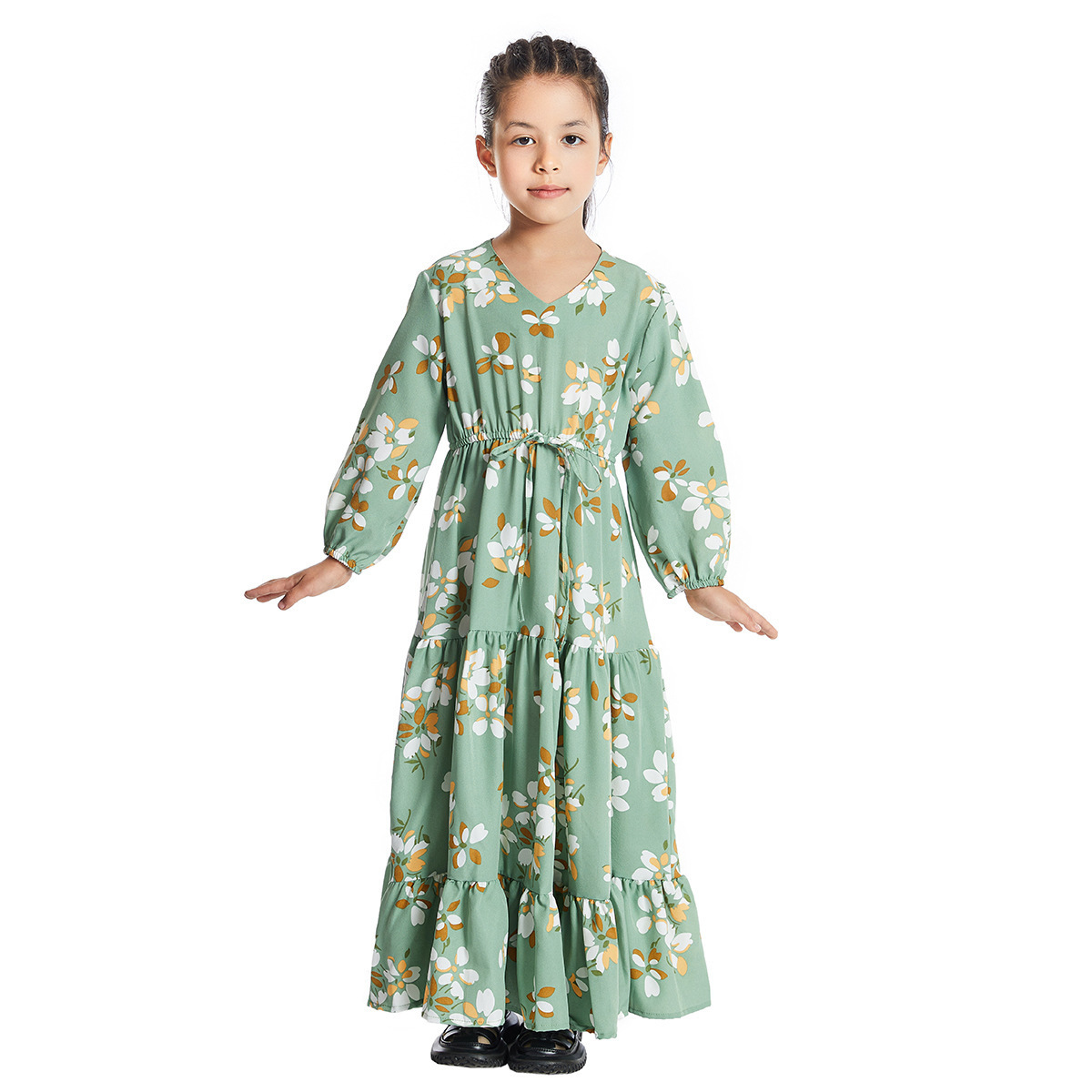 2024 Hot selling middle eastern dubai abaya girls kids dress for muslim girl young dresses