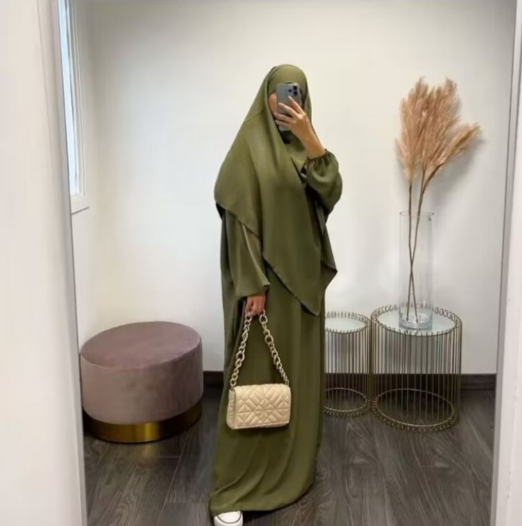 Popular fashion turkey 2pieces dubai abaya dress khimar high quality colorful jilb habaya abaya women muslim dresses