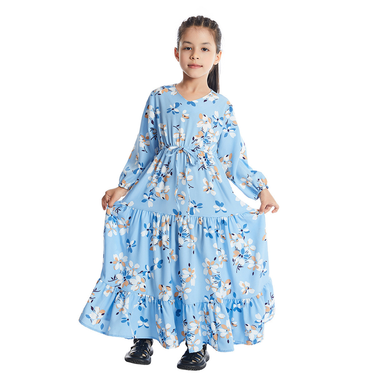 2024 Hot selling middle eastern dubai abaya girls kids dress for muslim girl young dresses