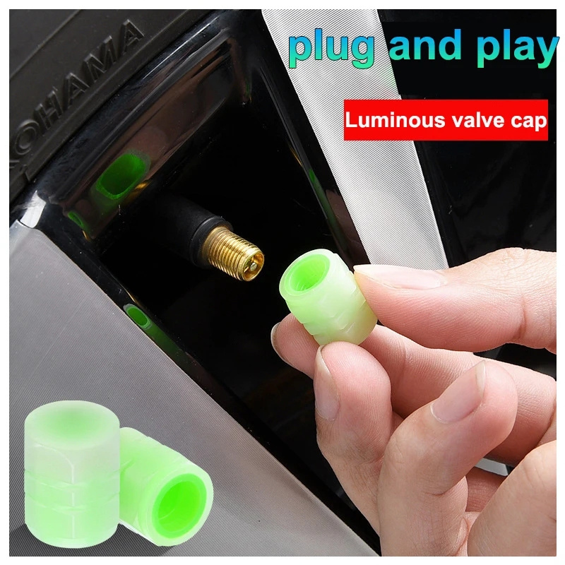 Luminous Valve Caps Fluorescent Green Blue Night Glowing Car Motorcycle Bicycle Wheel Luminous valve Cap