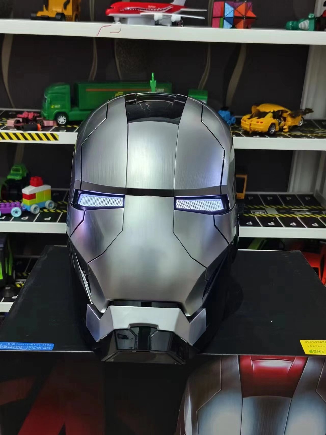 Cospaly helmet sliver and black color Voice Remote Control Electric Iron Man helmet