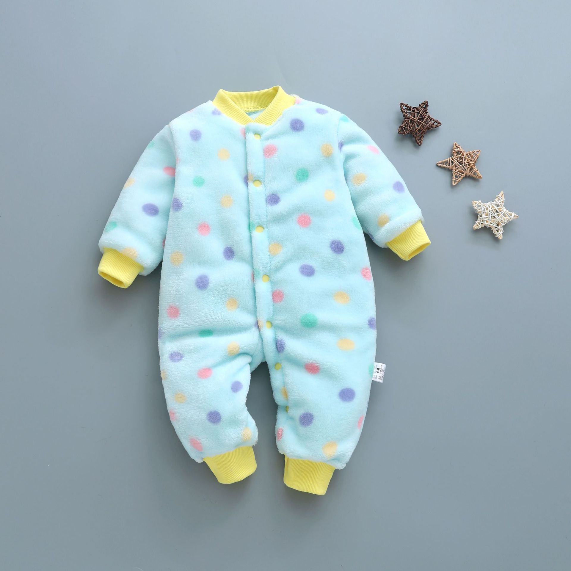 Free Sample Y0411 cartoon cow jumpsuit thickened  baby romper New baby autumn and winter  girl coat winter flannel baby romper