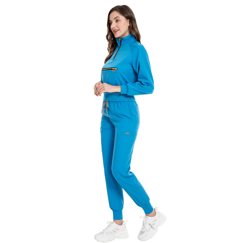 42035 In Stock sweat zipper single bo hospital nurse uniforms suit set woman pakistani linen suits for women