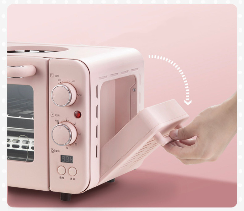 Breakfast machine household toaster small oven hot milk 3 in 1 breakfast multifunctional pink bread making machine