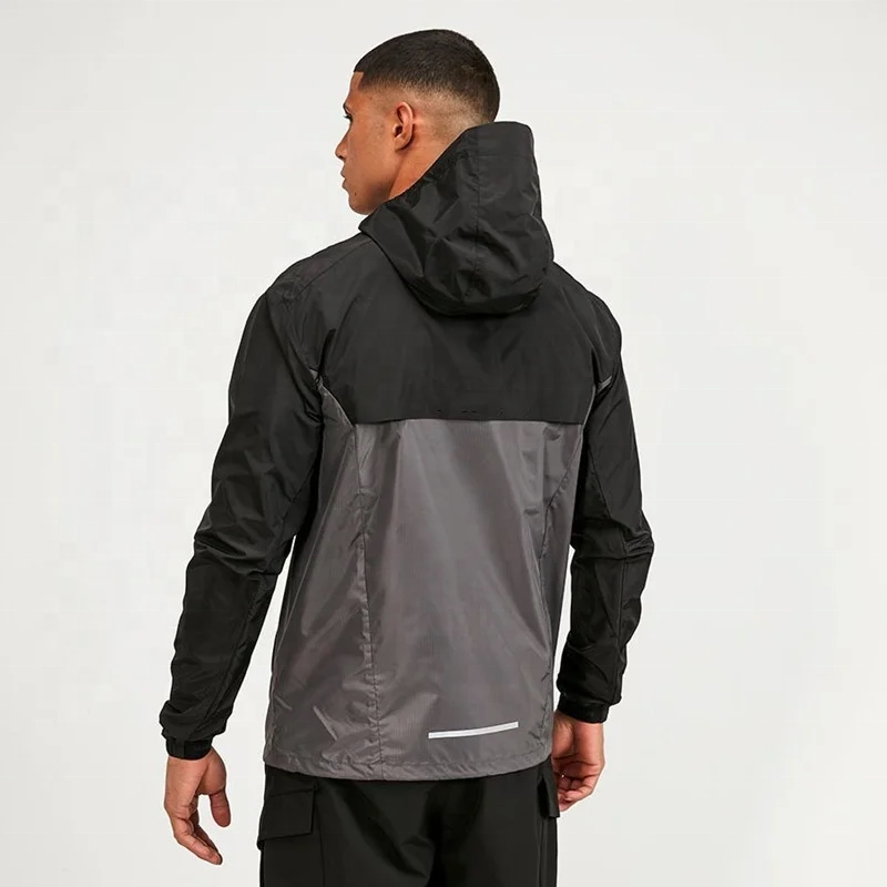 Custom men nylon windbreaker jackets polyester gym jacket reflective striped athletics sports full zip up windproof jackets