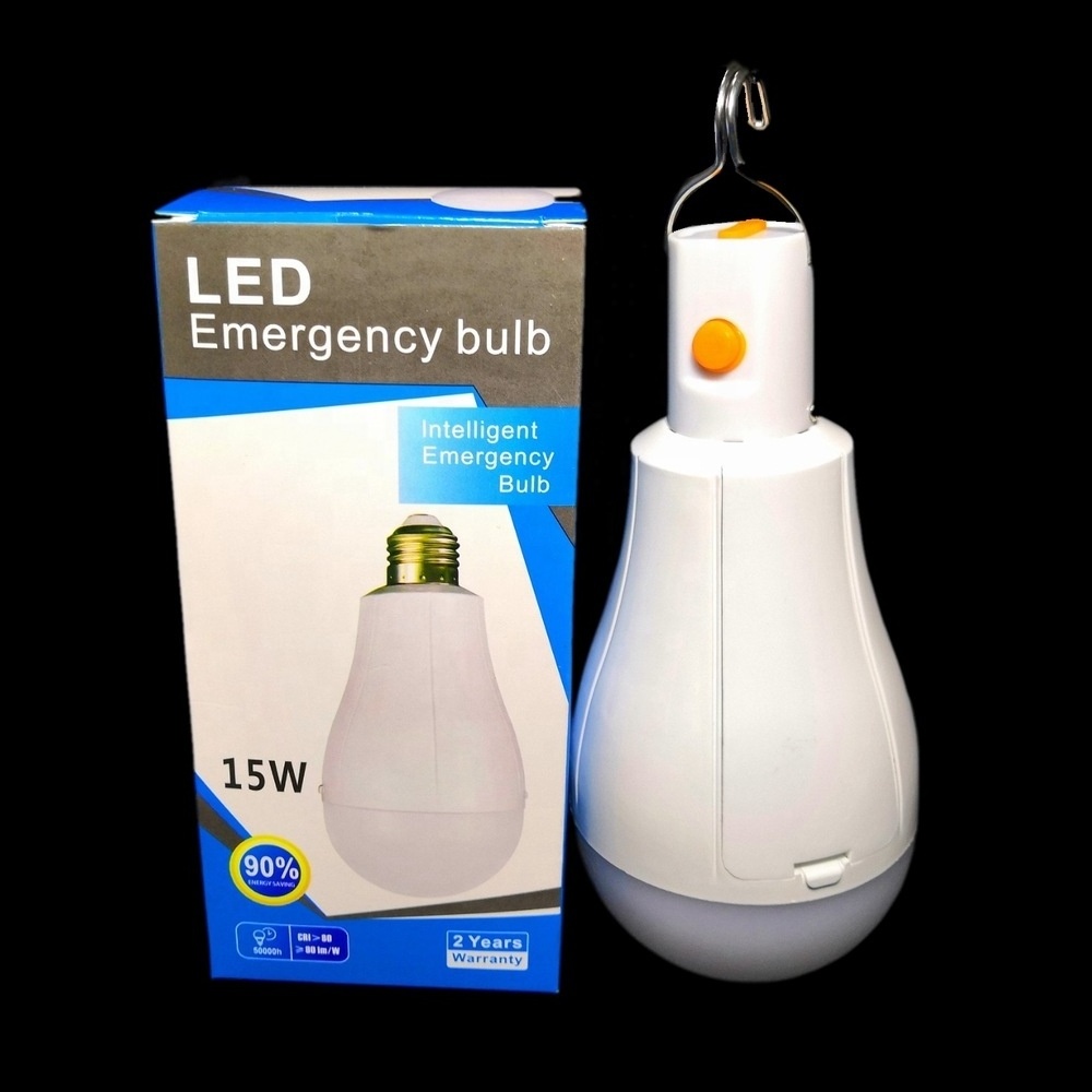 Portable Emergency rechargeable led bulb light 2*lithium battery 3-5hrs backup time