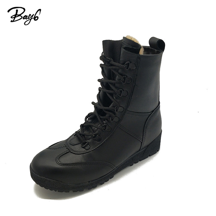 Winter Black 7 Inch Rubber Genuine Leather Men Casual Hiking Boots