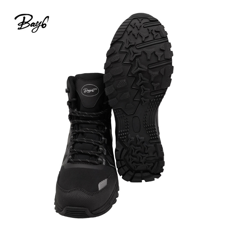 Factory Black Rubber Waterproof Men's Casual Hiking Work Boots