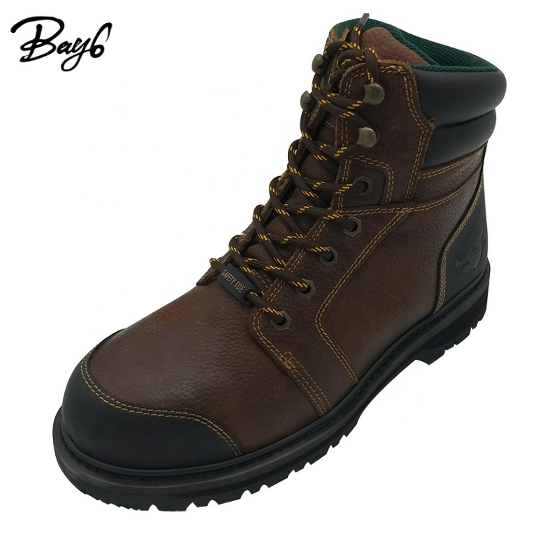 wholesale work boots men leather steel toe safety shoes with goodyear welted