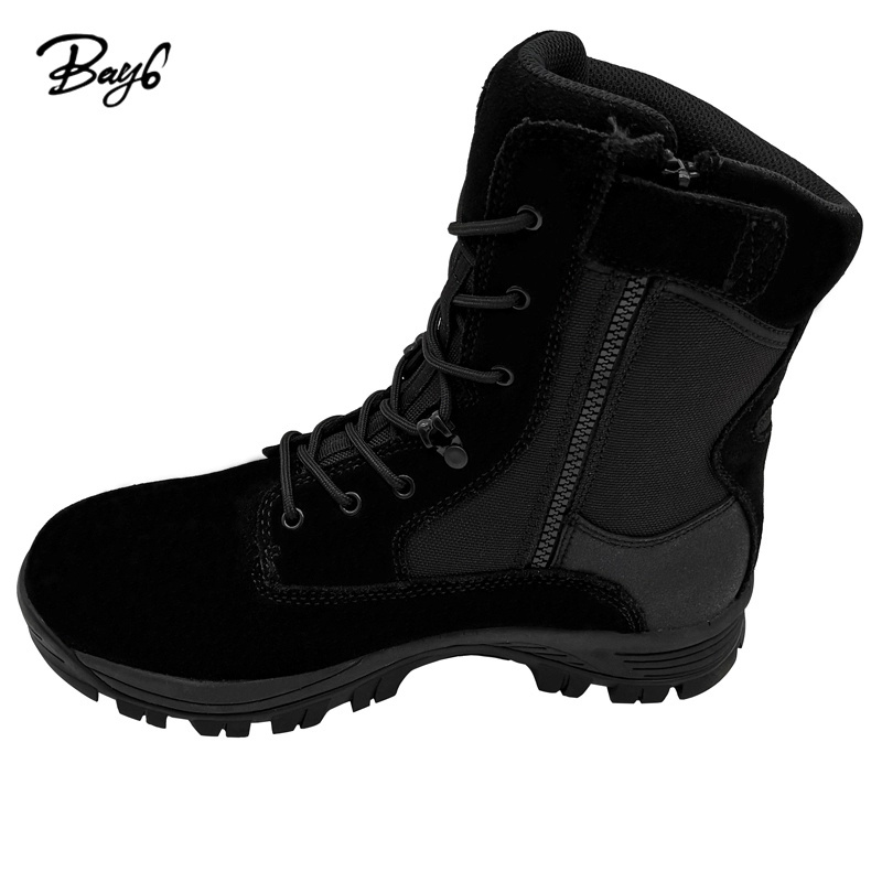 OEM ODM Winter Black Rubber Genuine Leather Desert Mens Boots