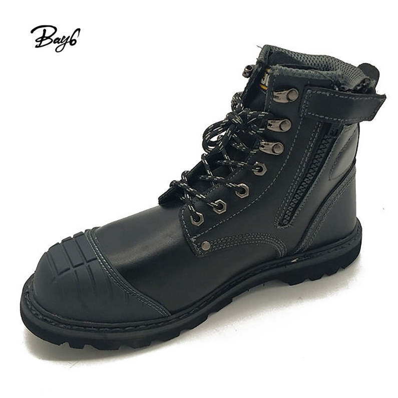 Action Leather Style Classic Fashion Half Steel Toe Work Boots For Man Custom Black