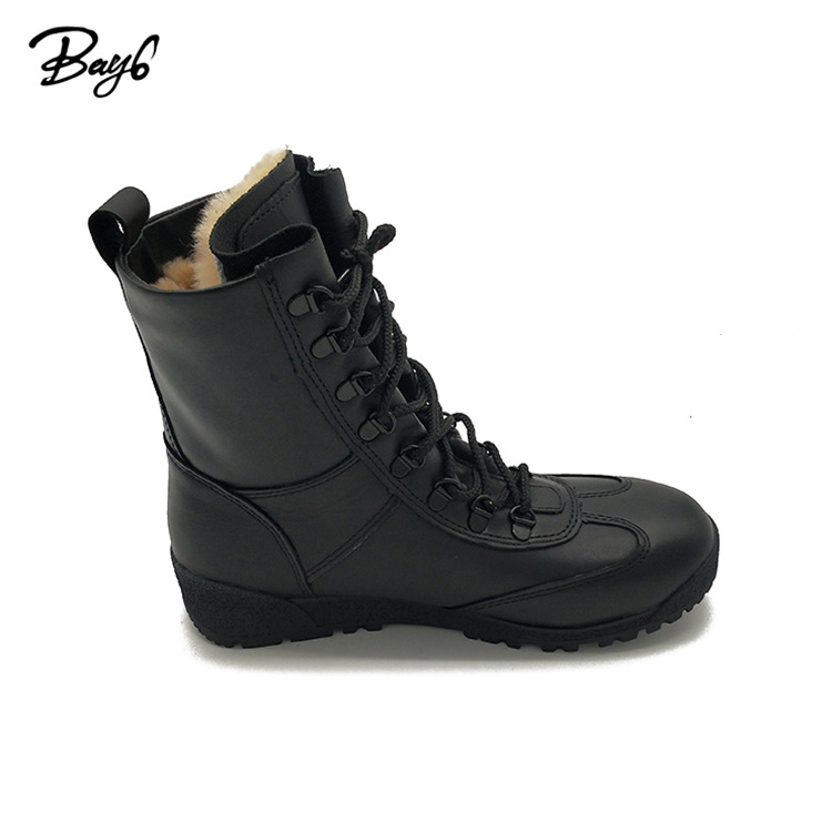 Winter Black 7 Inch Rubber Genuine Leather Men Casual Hiking Boots