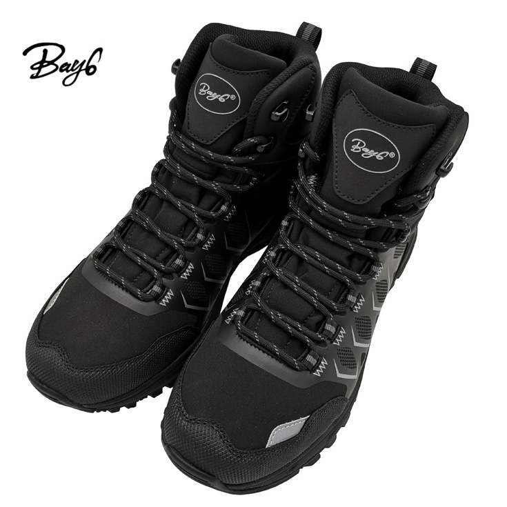 Factory Black Rubber Waterproof Men's Casual Hiking Work Boots