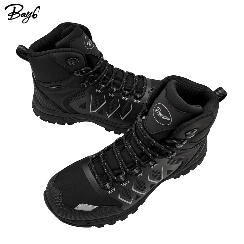 Factory Black Rubber Waterproof Men's Casual Hiking Work Boots