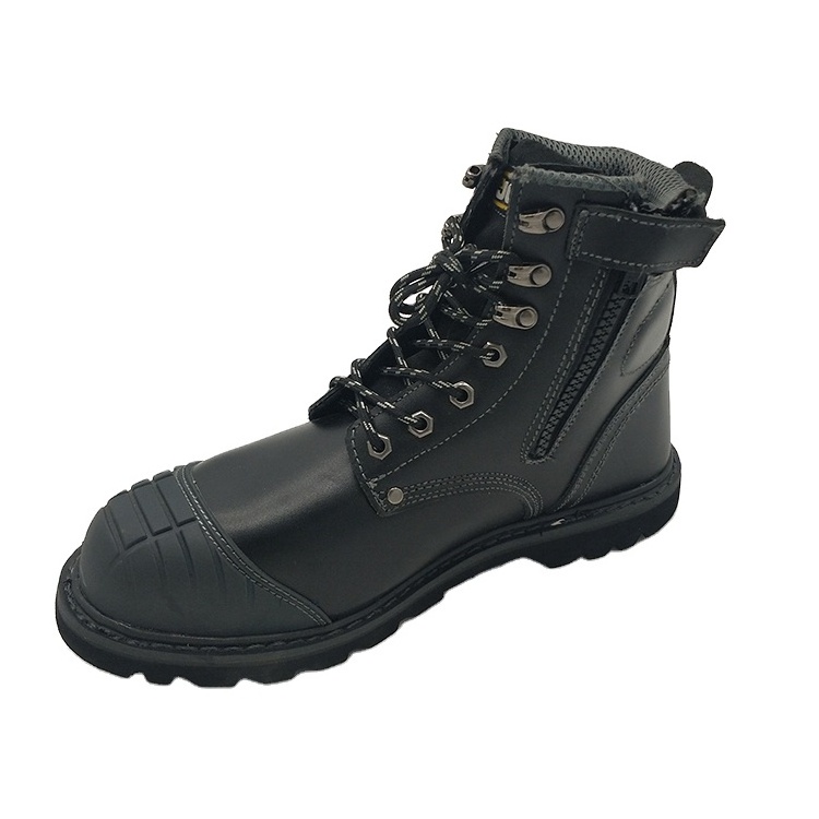 JDS Wholesale construction Safety Shoes Classical Black Genuine Leather Steel Toe Non Slip Work Safety Man Boots