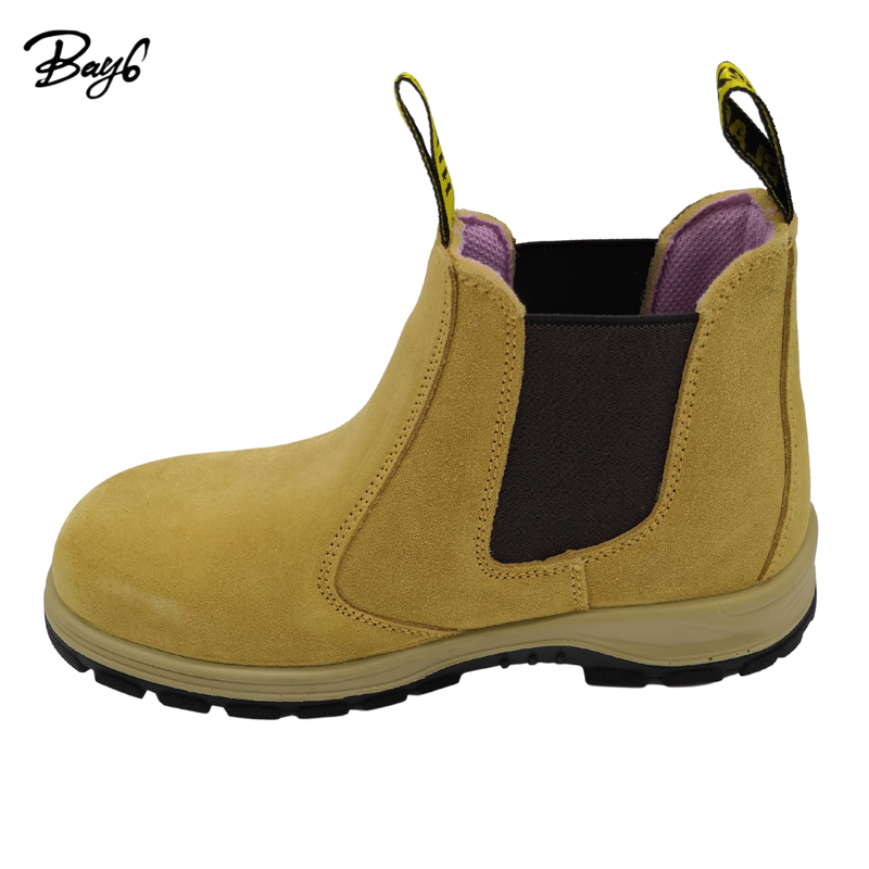 Split Suede Leather wheaten Anti-slippery Anti-smashing steel toe work shoes men boots safety boots