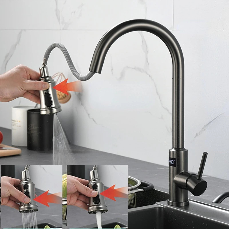 Black Pull Out With Sensor Kitchen Faucet Sensor