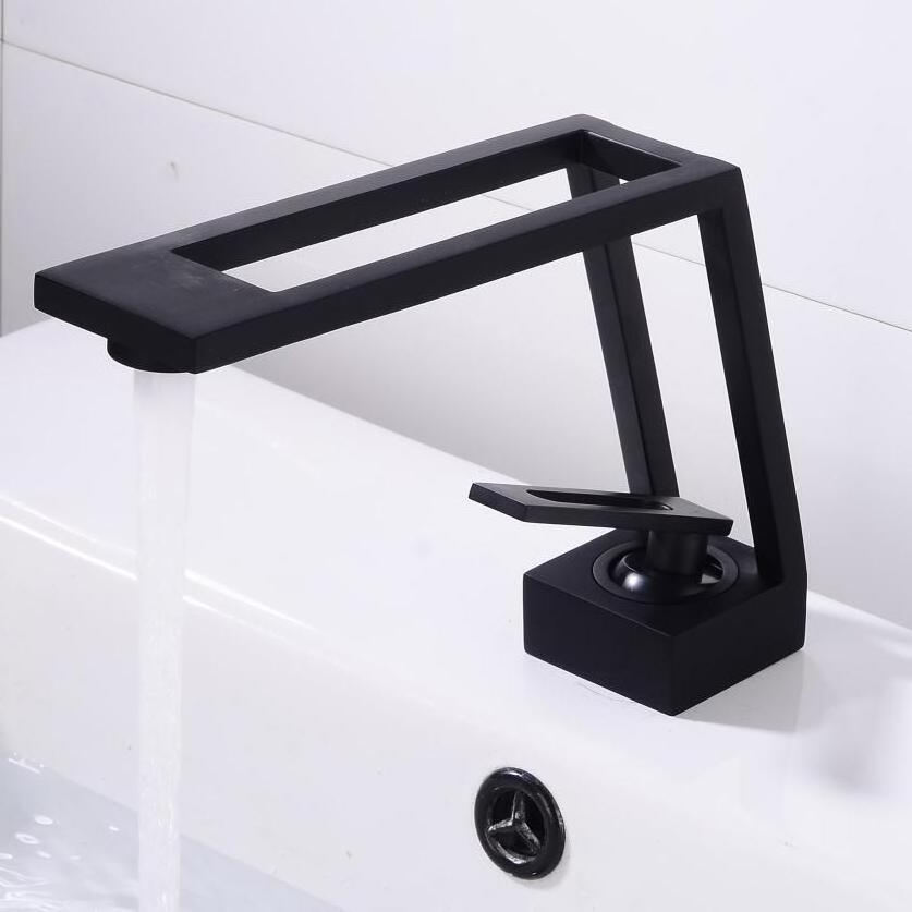 Basin Sink Brass Basin Mixer Faucet Bathroom Small Stainless Steel Drin Black Hot Cold Water Single Handle Metered Faucets