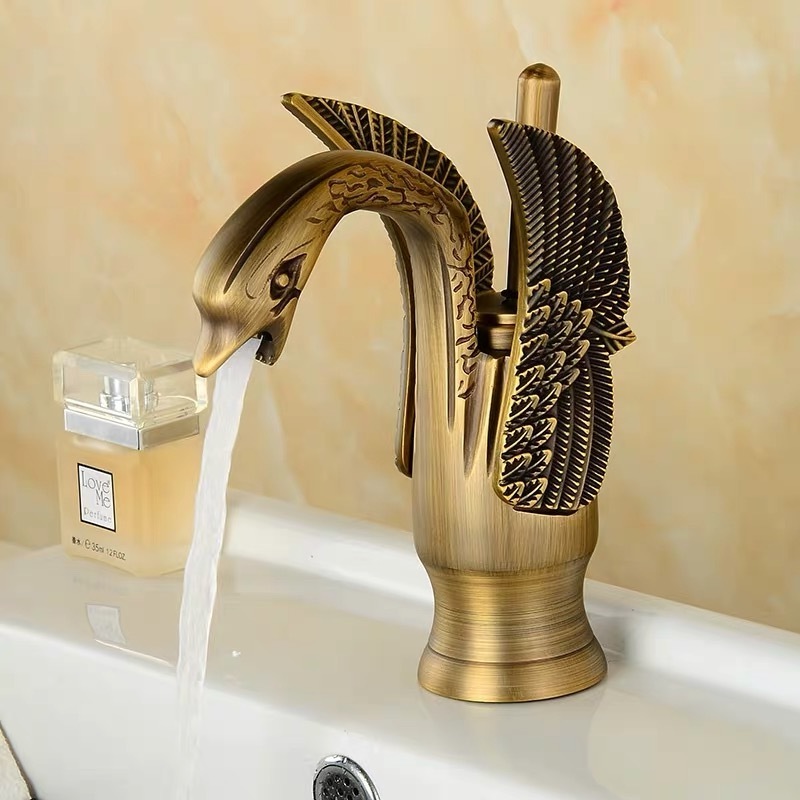 swan animals shape spout bathroom faucets wash basin faucet