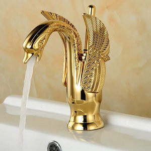 swan animals shape spout bathroom faucets wash basin faucet