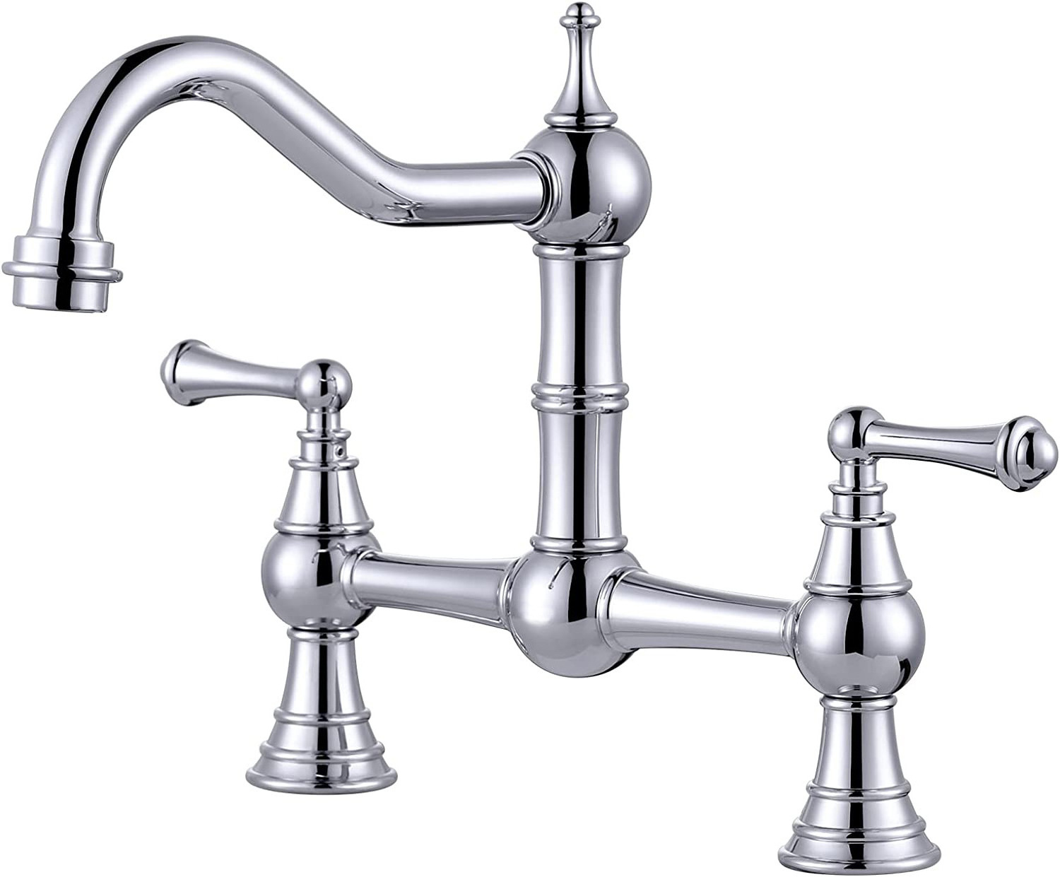 bridge kitchen faucet two double handle