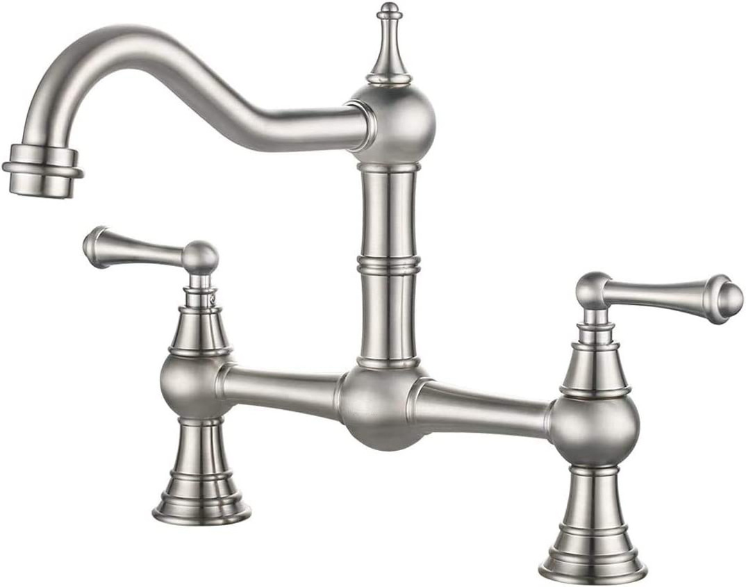 bridge kitchen faucet two double handle