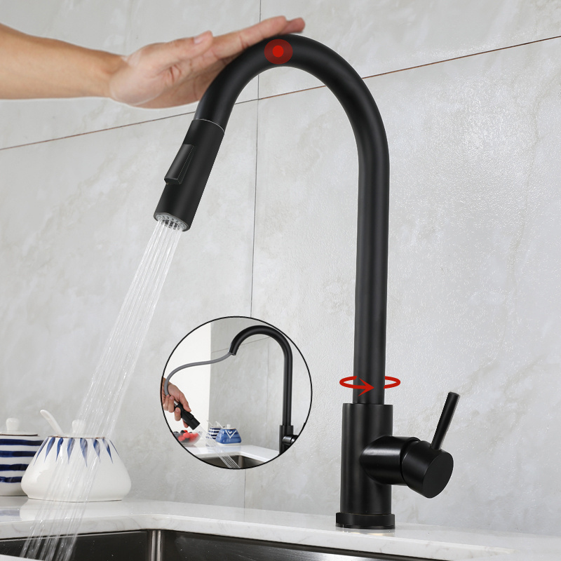 Smart Touch Kitchen Faucets Crane Kichen Faucet Modern 5 Years Single Handle Hot Cold Water Single Hole Graphic Design Pull Down