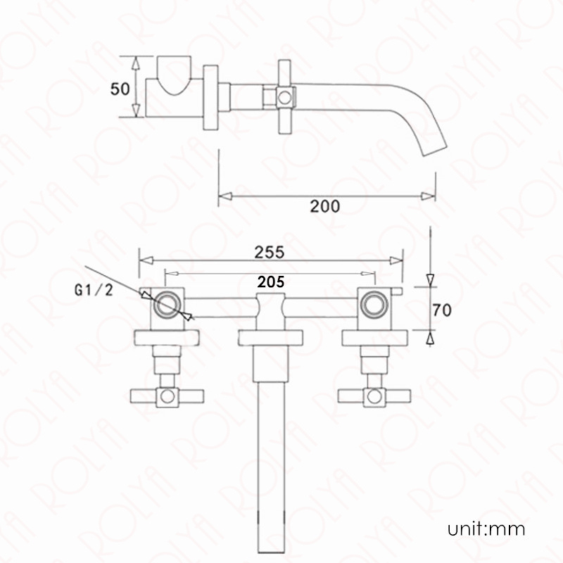 luxury bathroom 2 handles brass wall basin faucet bathroom