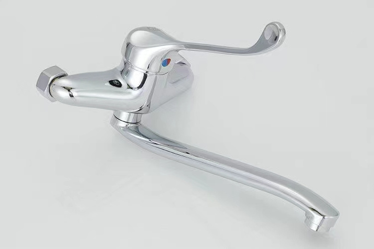 2023 Hospital wall mounted hot and cold water mixer basin faucet Tap Long Handle medical Basin Faucets