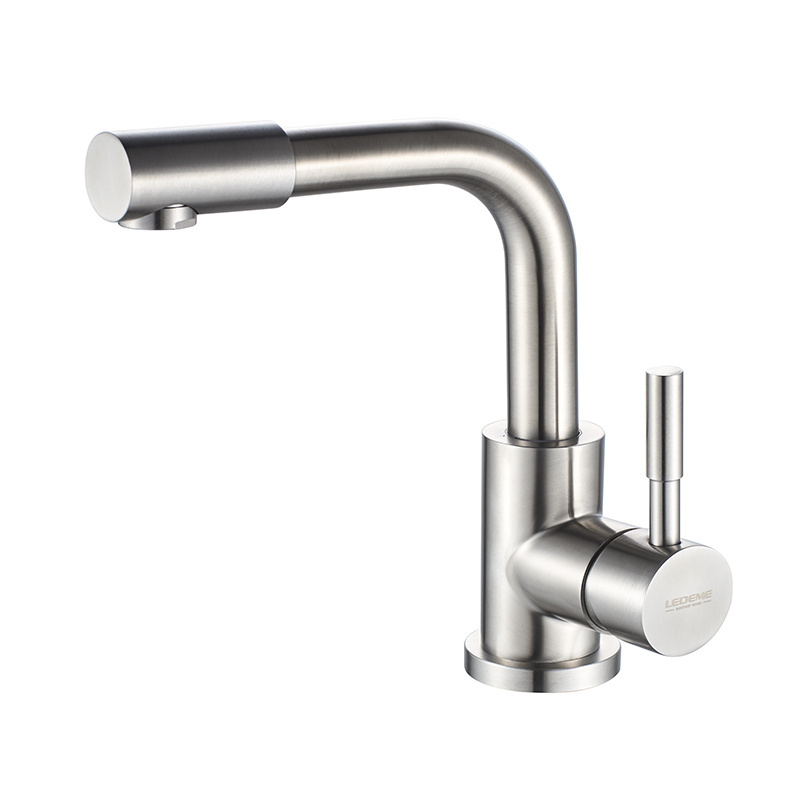 Mixer Hot and Cold Water Tap Brass Basin Water Faucets Single Handle Metered Faucets Single Hole Deck Mounted 3 Years Brushed