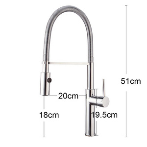 Way Pull Down Brushed Nickel Brass Single Lever Spring Kitchen Sink Faucet