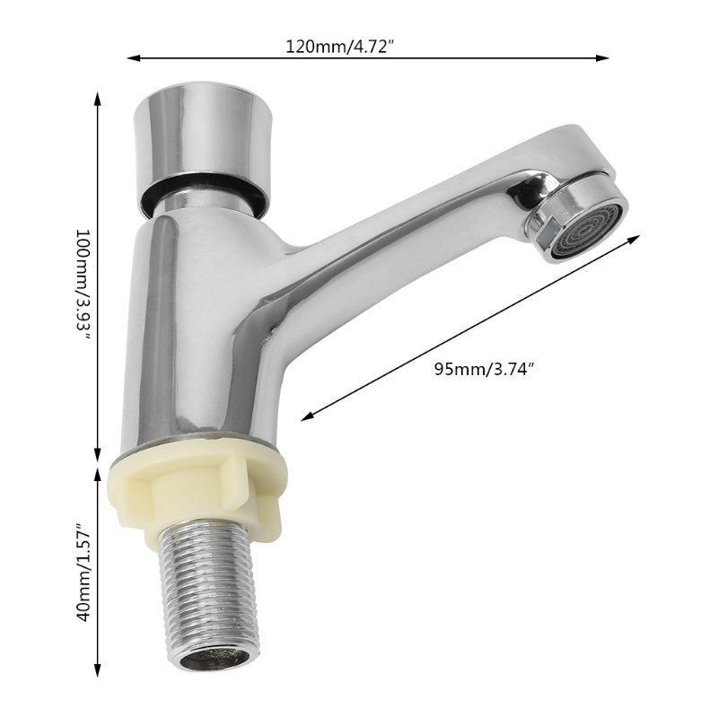 shanghi flora self closing silver basin faucet