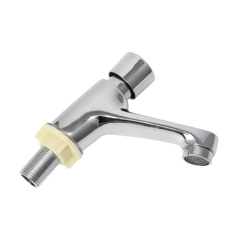 shanghi flora self closing silver basin faucet