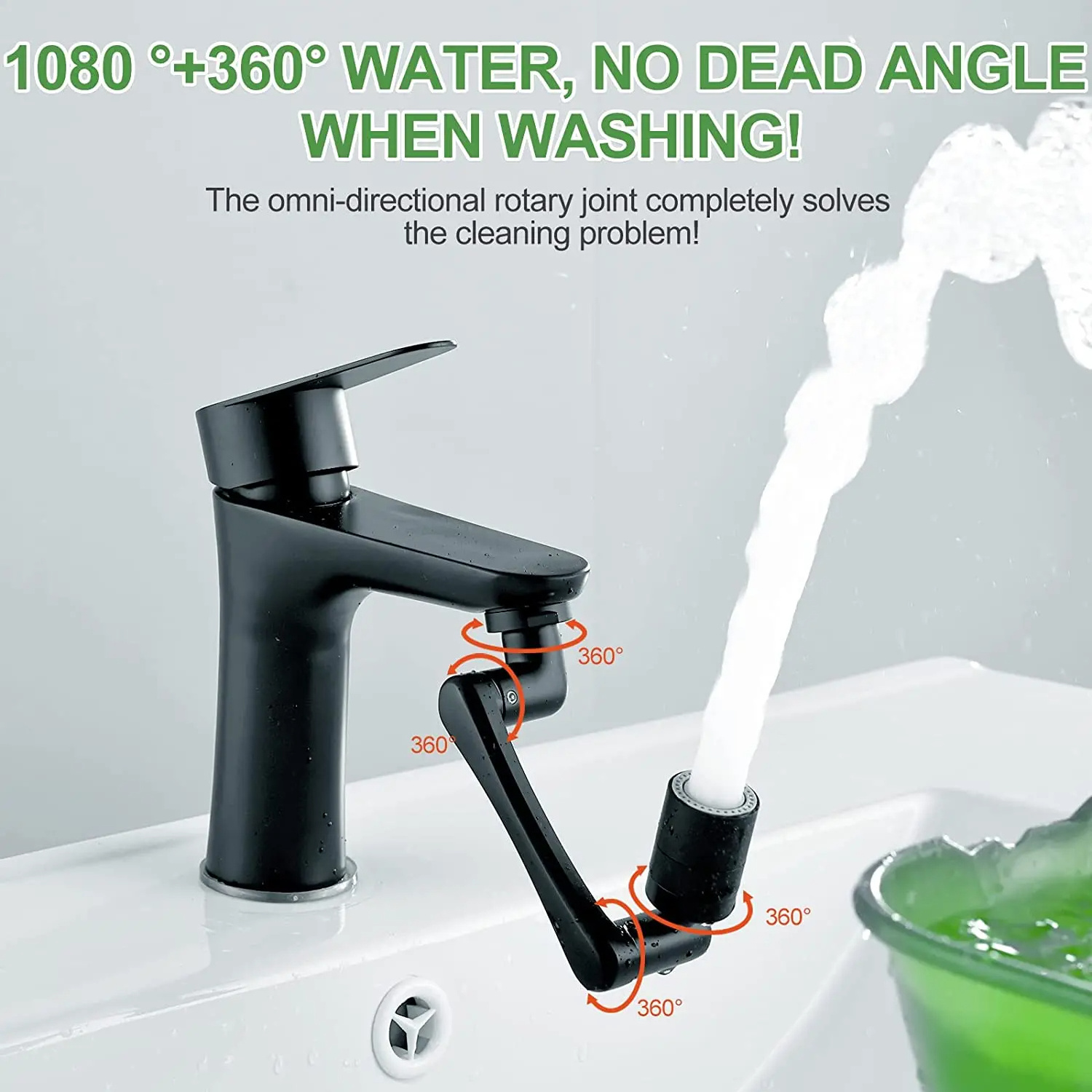 1080 Rotating Faucet Extender Aerator 1080 Degree Swivel Kitchen Basin Faucet For Bathroom Sink