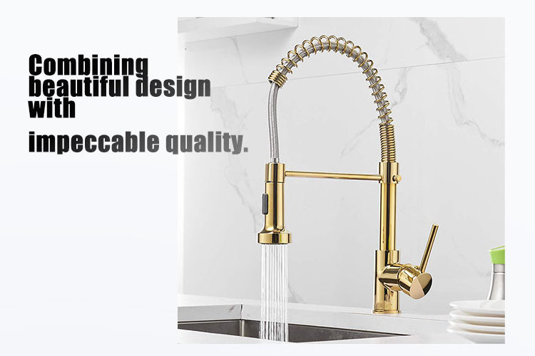 Copper Pullout Kitchen Faucet Kitchen Sink Modern Contemporary Ceramic 3 Way Kitchen Faucet with Water Mark Polished 3 Years