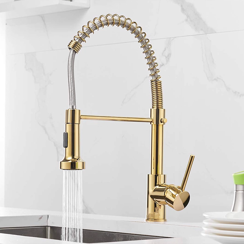 Copper Pullout Kitchen Faucet Kitchen Sink Modern Contemporary Ceramic 3 Way Kitchen Faucet with Water Mark Polished 3 Years