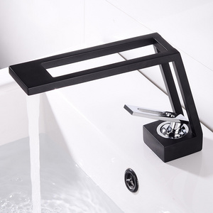 Basin Sink Brass Basin Mixer Faucet Bathroom Small Stainless Steel Drin Black Hot Cold Water Single Handle Metered Faucets