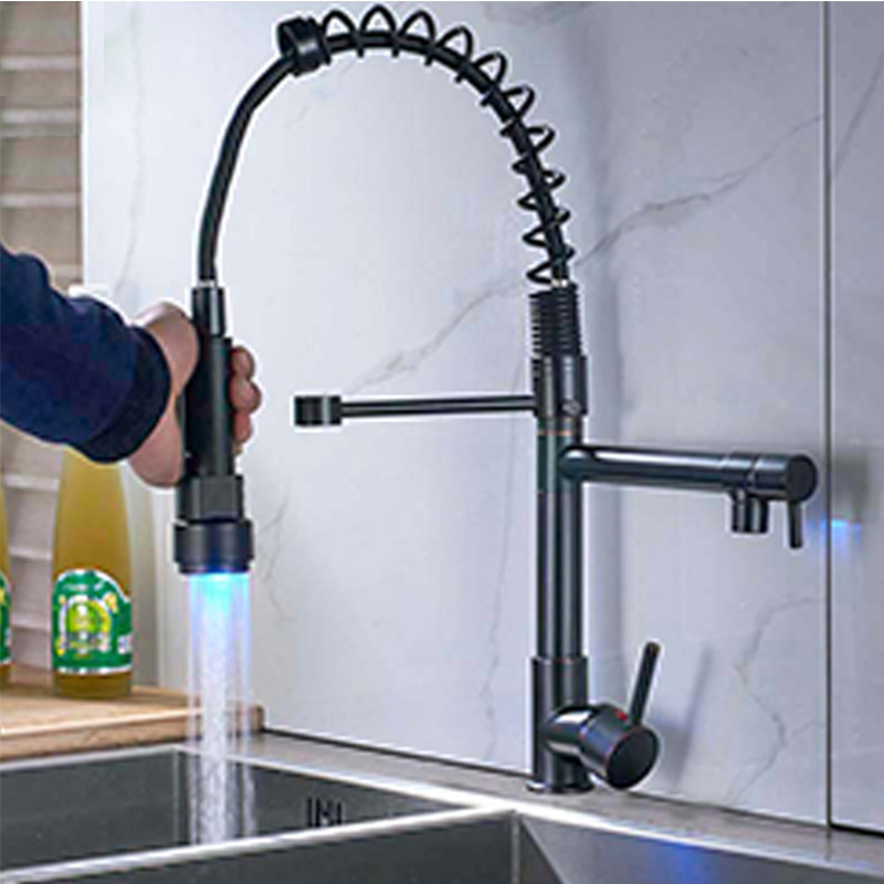 led light kitchen sink faucet pull down