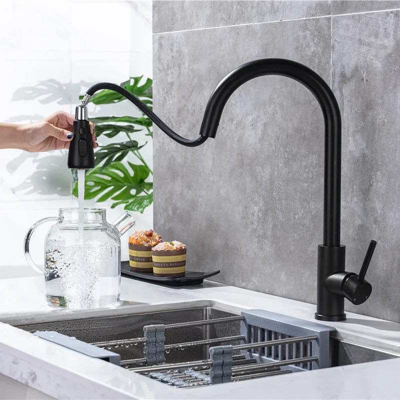 Touchless Black Kitchen Faucet Touch Sensor Smart Sink Water Tap