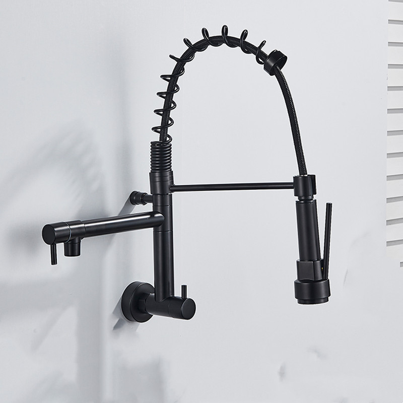 Wall Mounted Kitchen and Laundry Faucets Sink for Restaurant Kichen Faucet Single Handle Hot Cold Water Single Hole Modern