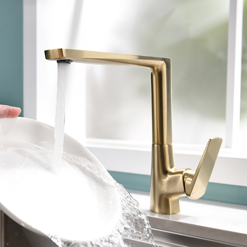 Blue Water Kitchen Faucet Brushed Gold Luxury Modern Contemporary Ceramic Brass Water Tap Metered Chrome Kitchen Faucet 3 Years