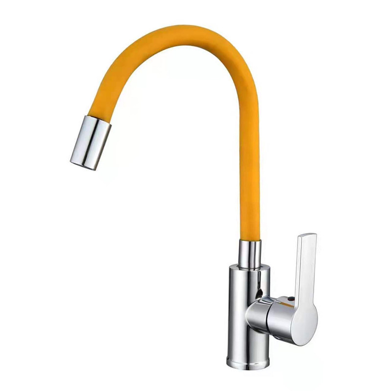 Rubber Attachment Kitchen Faucet Hose Kichen Faucet Single Handle Hot Cold Water Single Hole Metered Faucets Grey Sink Silicon