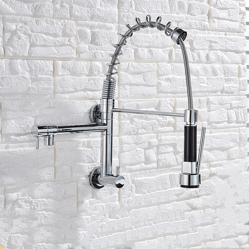 Wall Mounted Kitchen and Laundry Faucets Sink for Restaurant Kichen Faucet Single Handle Hot Cold Water Single Hole Modern