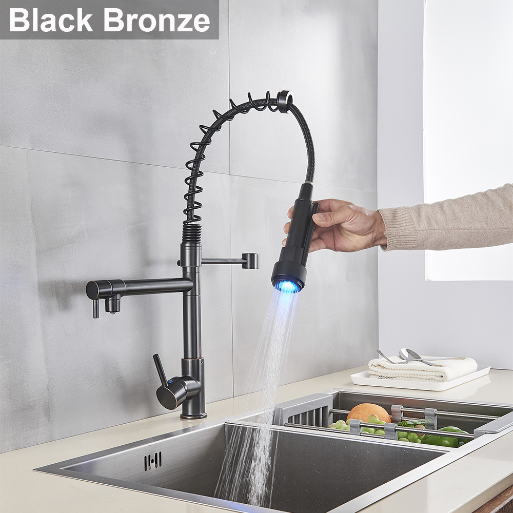 led light kitchen sink faucet pull down