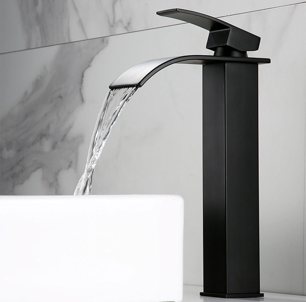 upc faucet high mounted designer bathroom brass black basin faucet for basin