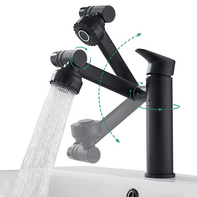 Tap Basin Faucet Spout Sink Faucet Black Brass Basin Mixer Faucet Hot Cold Water Single Handle Ceramic Rovate Bathroom Modern