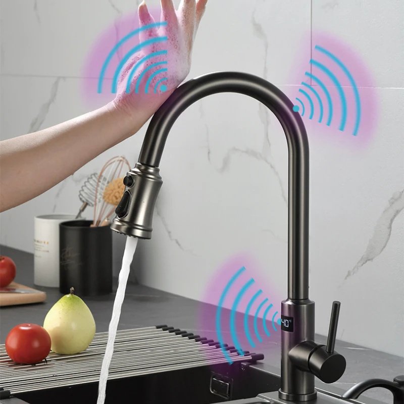 Black Pull Out With Sensor Kitchen Faucet Sensor